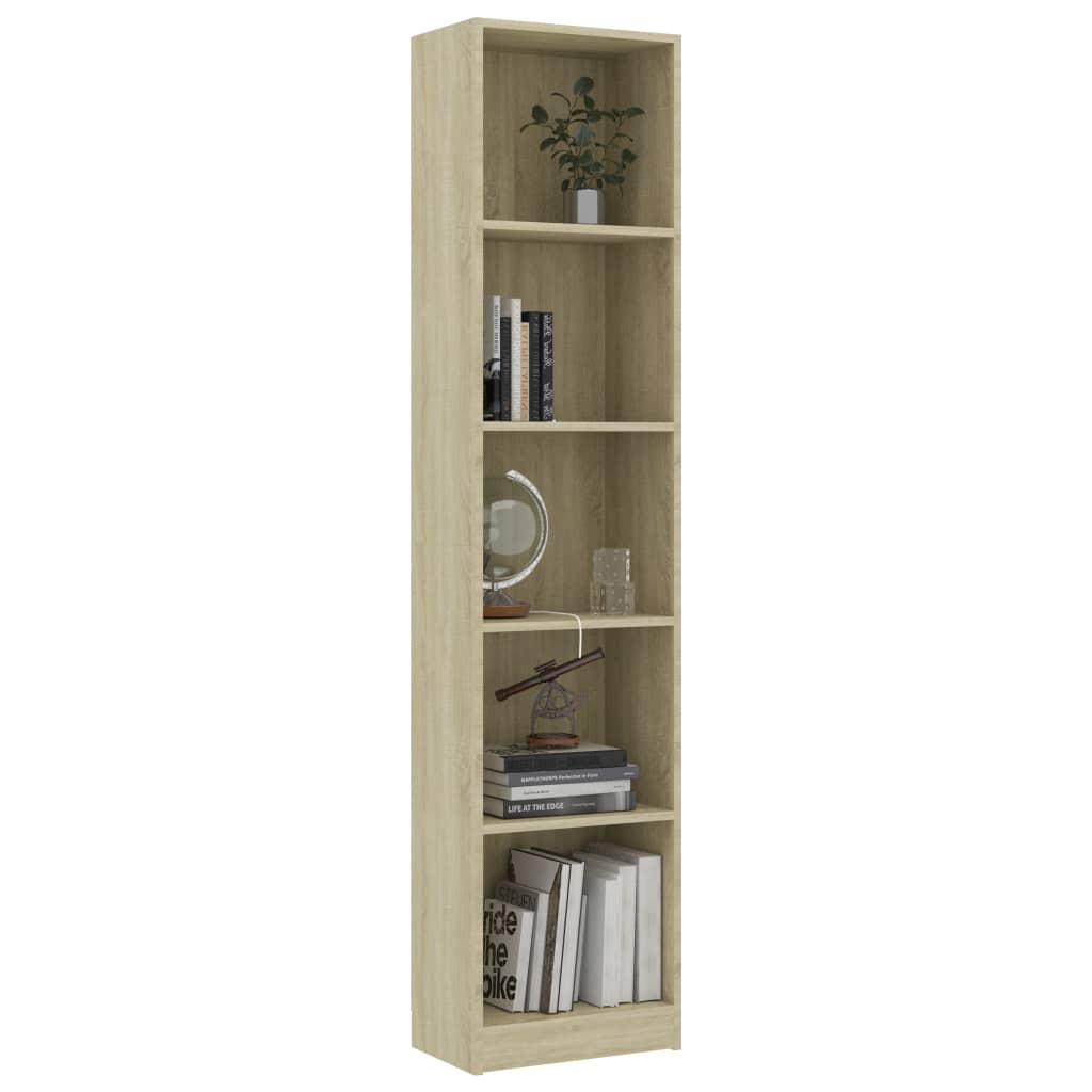 5-Tier Book Cabinet Sonoma Oak 40x24x175 cm Engineered Wood