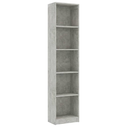 5-Tier Book Cabinet Concrete Grey 40x24x175 cm Engineered Wood