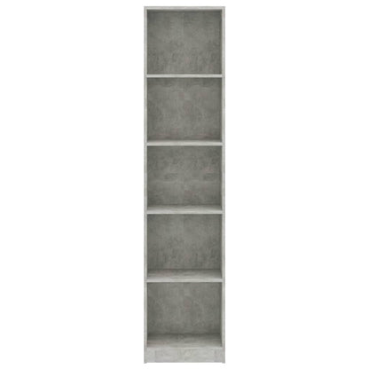 5-Tier Book Cabinet Concrete Grey 40x24x175 cm Engineered Wood