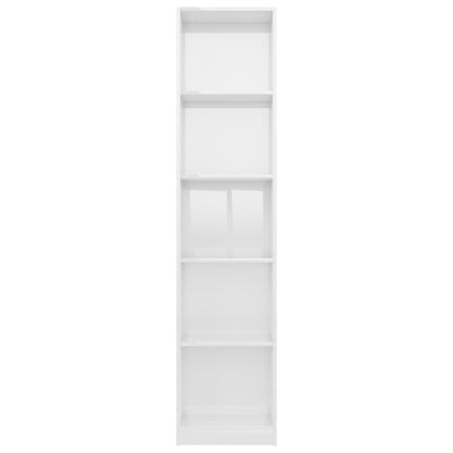 5-Tier Book Cabinet High Gloss White 40x24x175 cm Engineered Wood