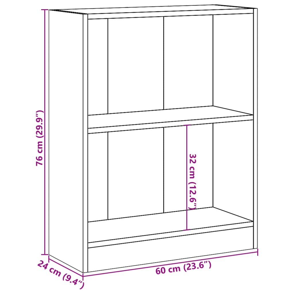 Bookshelf White 60x24x76 cm Engineered Wood