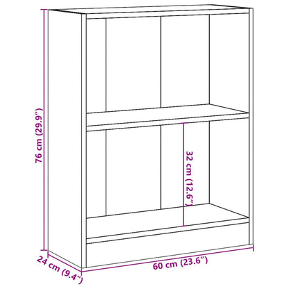 Bookshelf Black 60x24x76 cm Engineered Wood