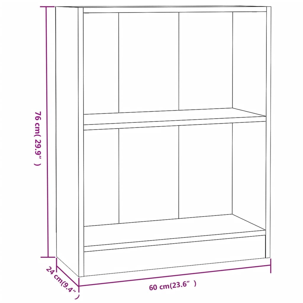 Bookshelf Grey 60x24x76 cm Engineered Wood