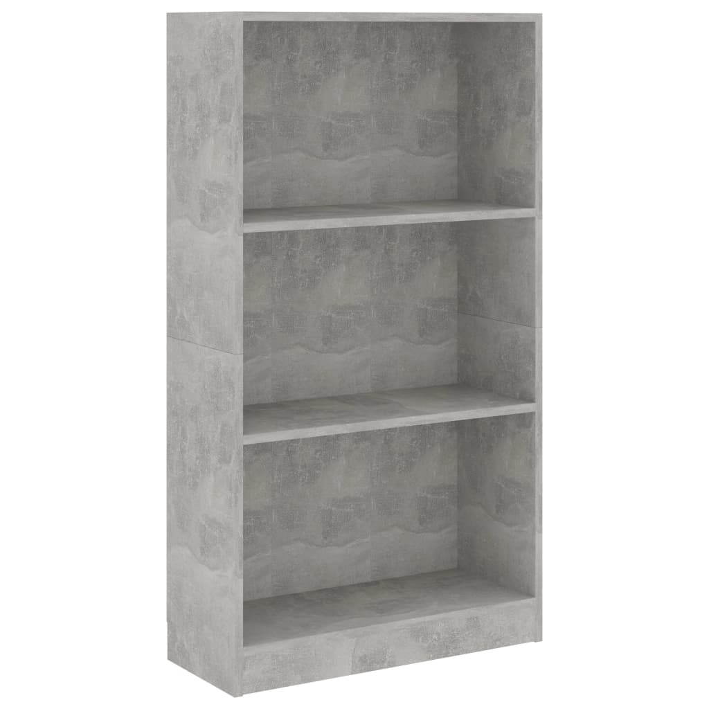 3-Tier Book Cabinet Concrete Grey 60x24x109 cm Engineered Wood