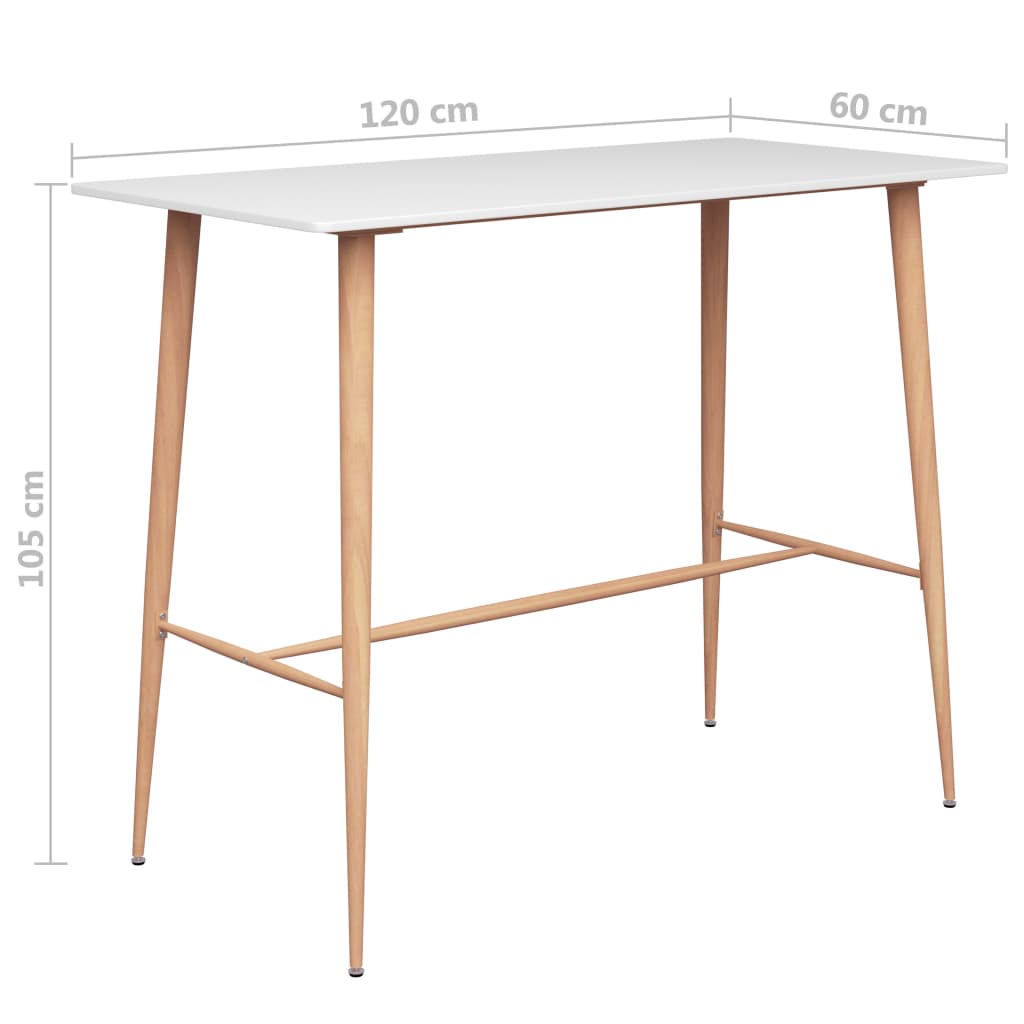 Bar Table White 120x60x105 cm