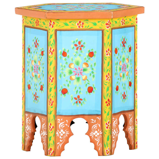 Hand-painted Side Table Multicolour 38x33x42 cm Solid Mango Wood