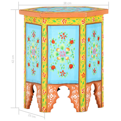 Hand-painted Side Table Multicolour 38x33x42 cm Solid Mango Wood