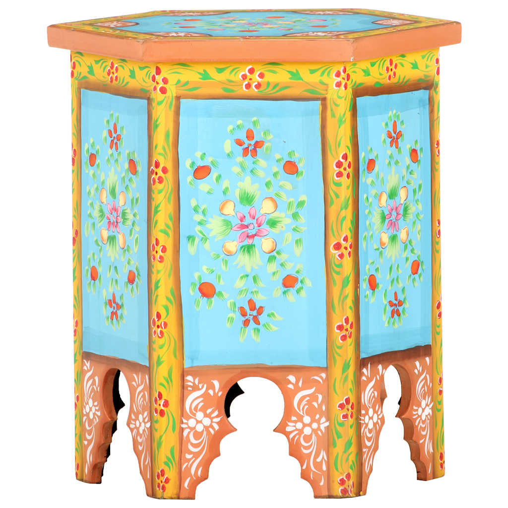 Hand-painted Side Table Multicolour 38x33x42 cm Solid Mango Wood