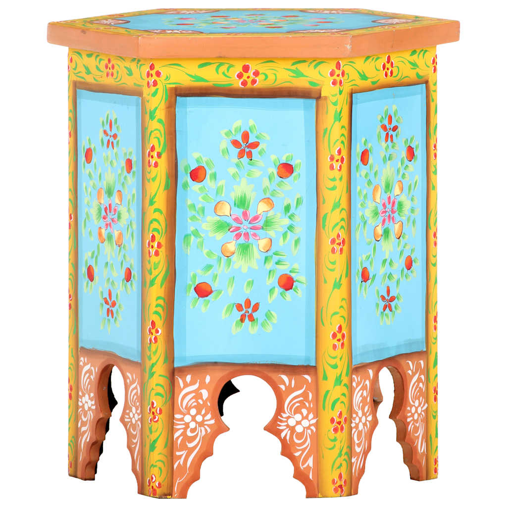 Hand-painted Side Table Multicolour 38x33x42 cm Solid Mango Wood