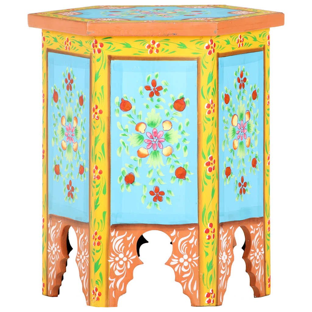 Hand-painted Side Table Multicolour 38x33x42 cm Solid Mango Wood