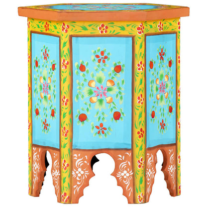 Hand-painted Side Table Multicolour 38x33x42 cm Solid Mango Wood