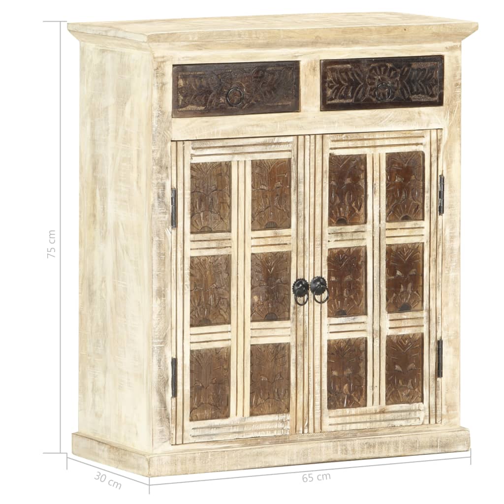 Sideboard White 65x30x75 cm Solid Mango Wood