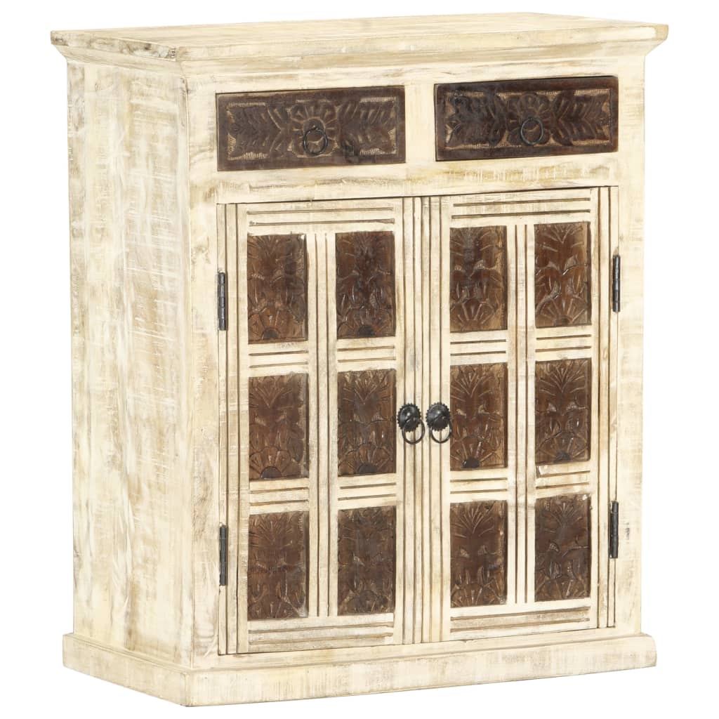 Sideboard White 65x30x75 cm Solid Mango Wood