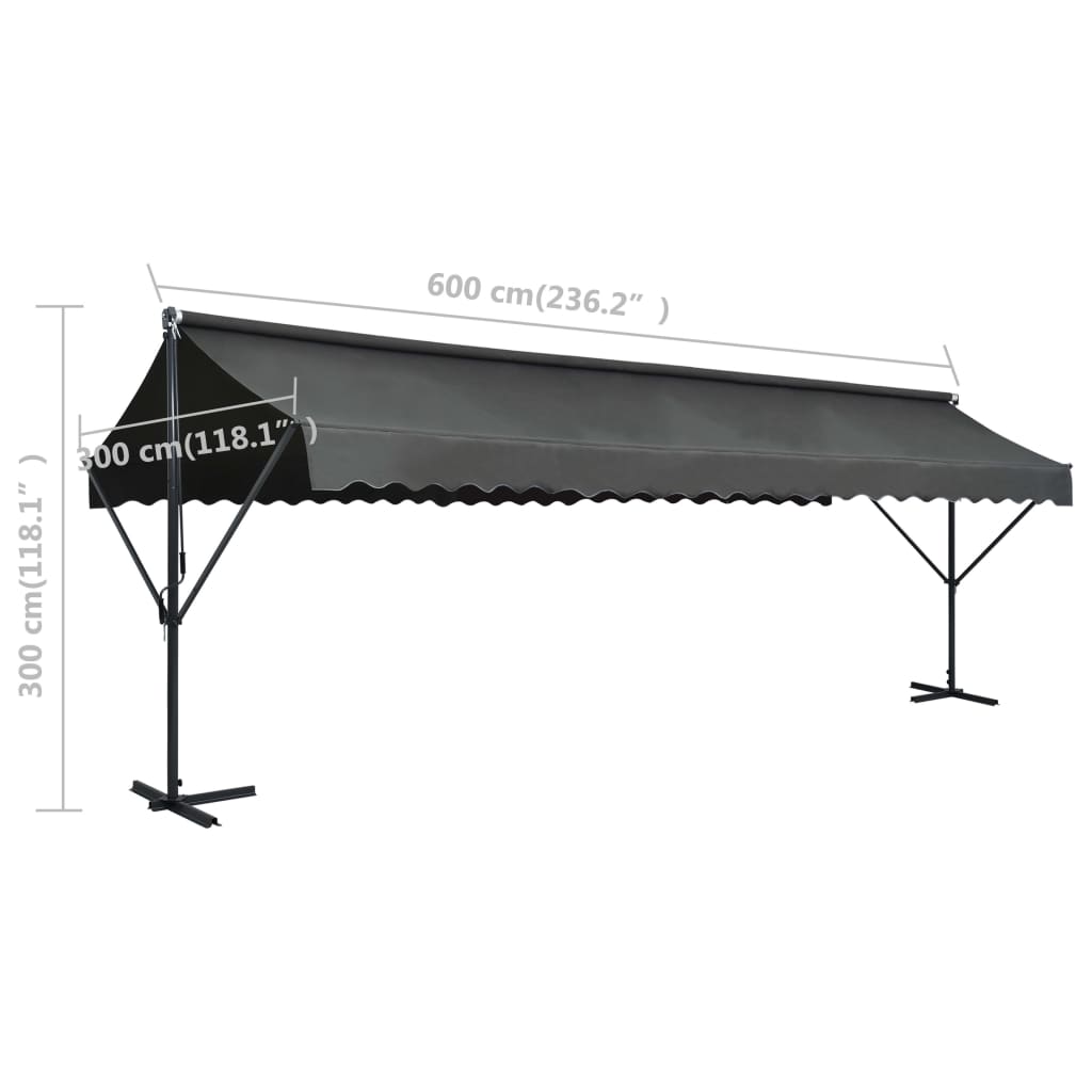 Free Standing Awning 600x300 cm Anthracite