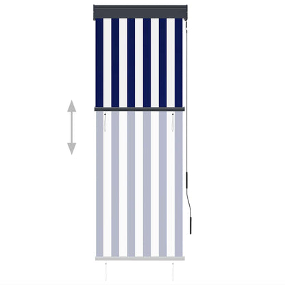 Outdoor Roller Blind 60x250 cm Blue and White