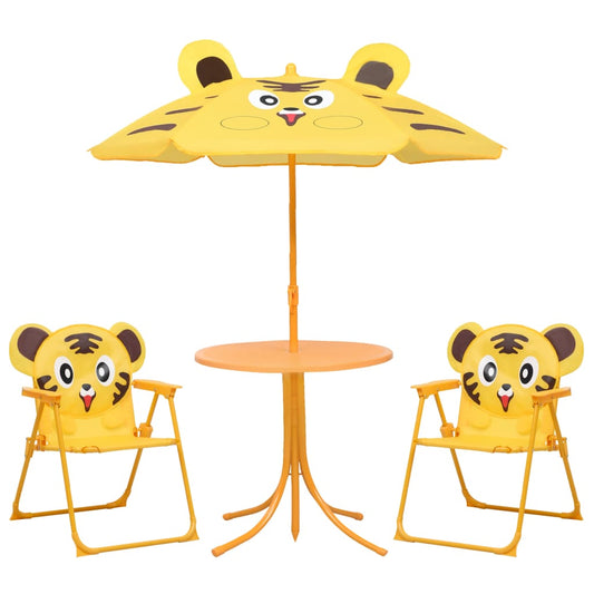 3 Piece Kids' Garden Bistro Set with Parasol Yellow