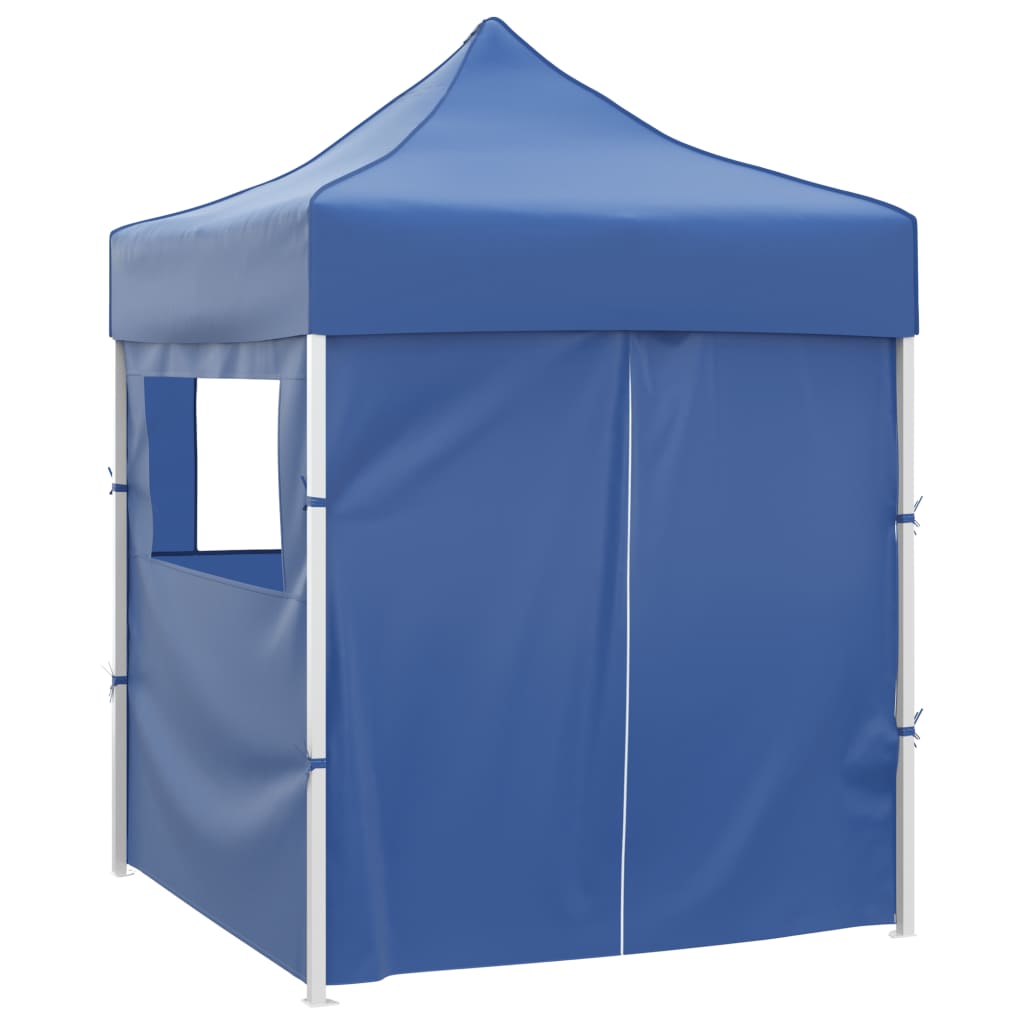 Professional Folding Party Tent with 4 Sidewalls 2x2 m Steel Blue