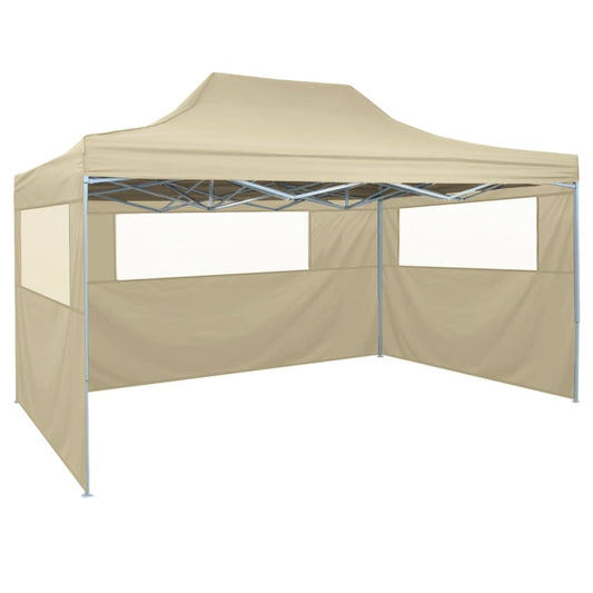 Professional Folding Party Tent with 3 Sidewalls 3x4 m Steel Cream