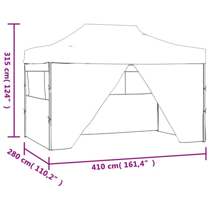 Professional Folding Party Tent with 4 Sidewalls 3x4 m Steel Cream