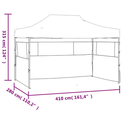 Professional Folding Party Tent with 3 Sidewalls 3x4 m Steel White