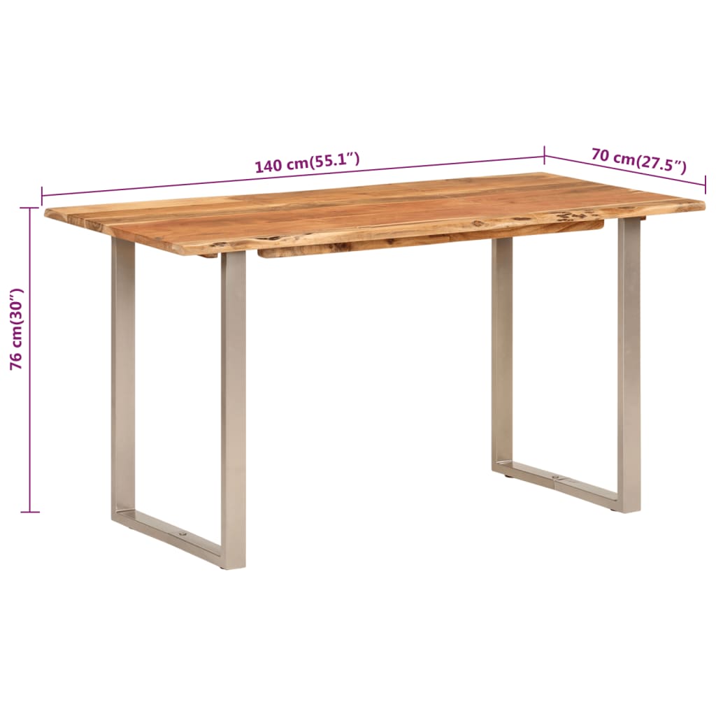 Dining Table 140x70x76 cm Solid Acacia Wood