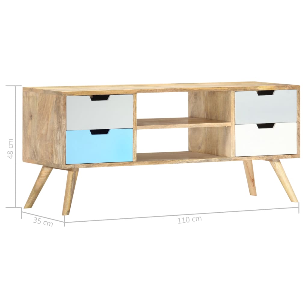 TV Cabinet 110x35x48 cm Solid Mango Wood