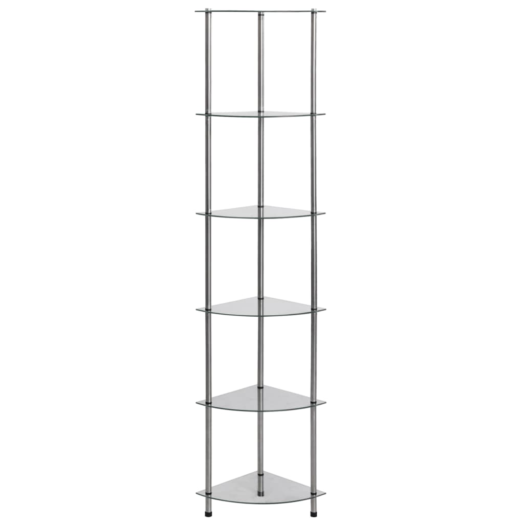 6-Tier Shelf Transparent 30x30x160 cm Tempered Glass