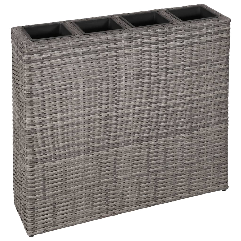 Garden Raised Bed with 4 Pots 2 pcs Poly Rattan Grey(2x45426)