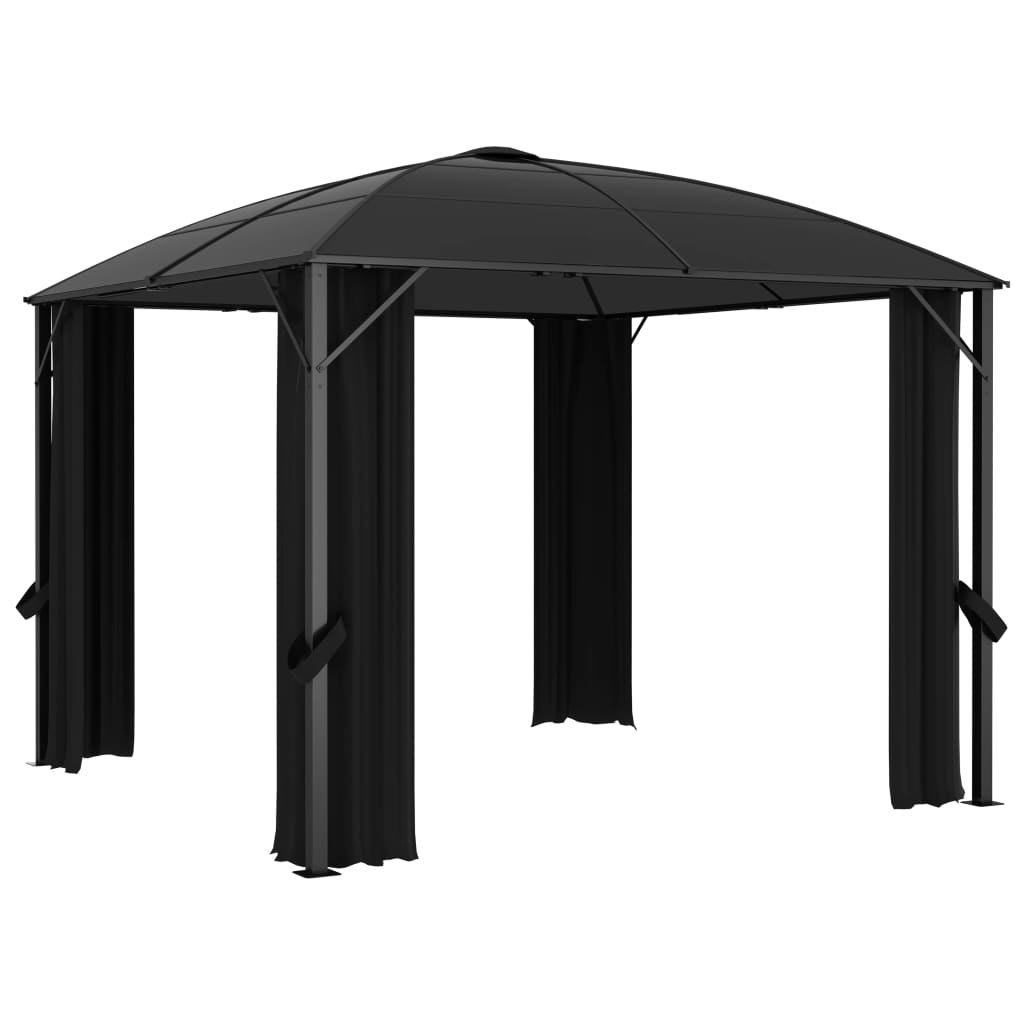 Gazebo with Curtains 300x300x265 cm Anthracite