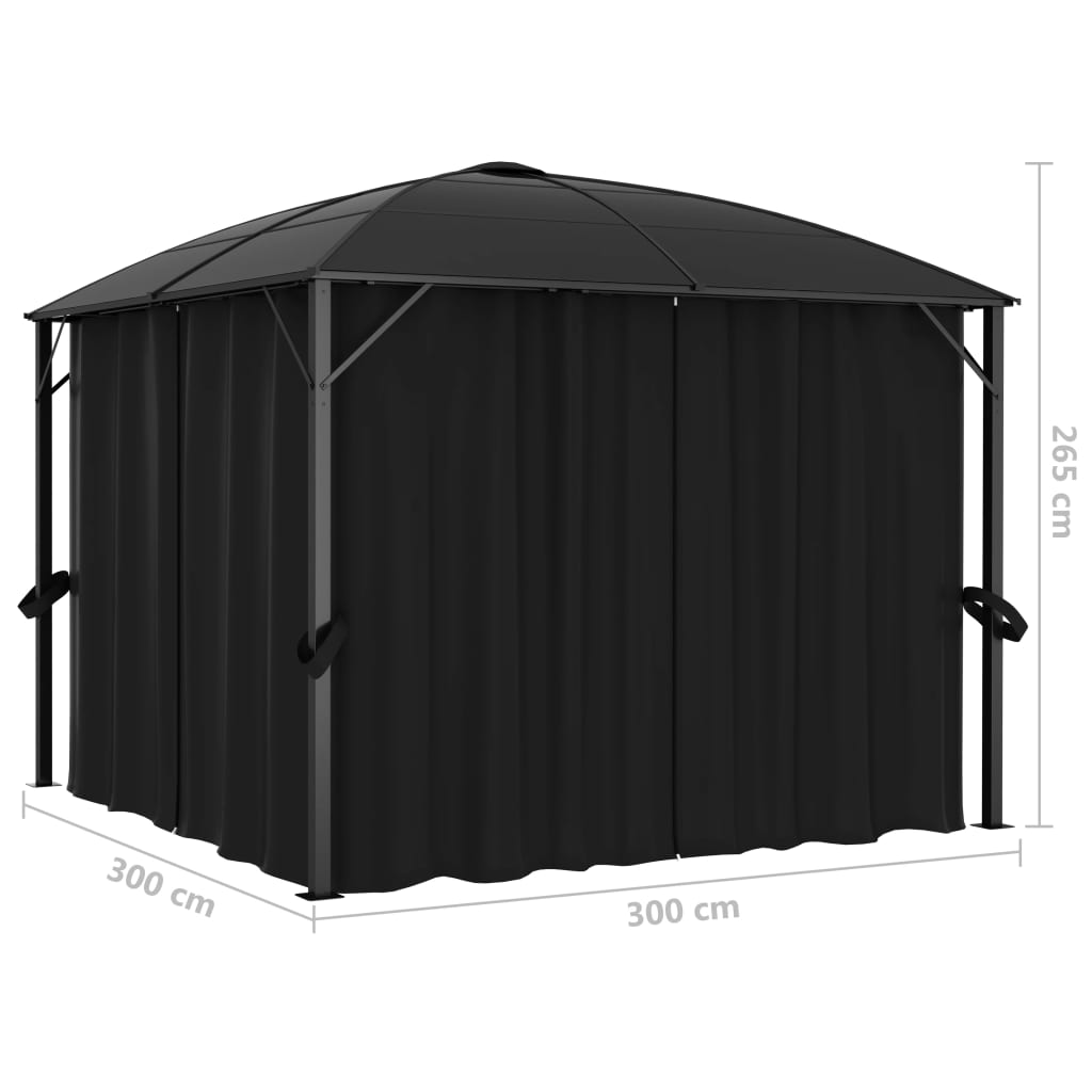 Gazebo with Curtains 300x300x265 cm Anthracite