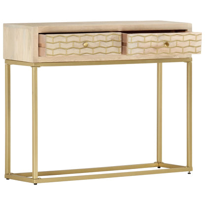 Console Table Gold 90x30x75 cm Solid Mango Wood