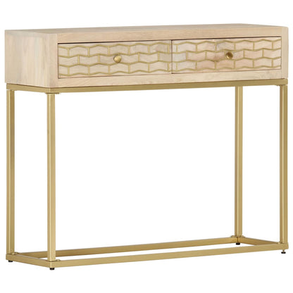 Console Table Gold 90x30x75 cm Solid Mango Wood