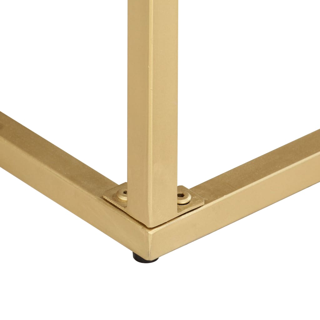 Console Table Gold 90x30x75 cm Solid Mango Wood