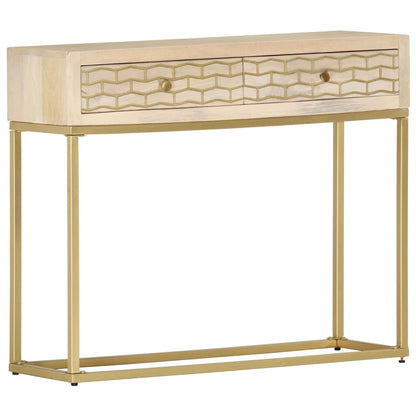 Console Table Gold 90x30x75 cm Solid Mango Wood