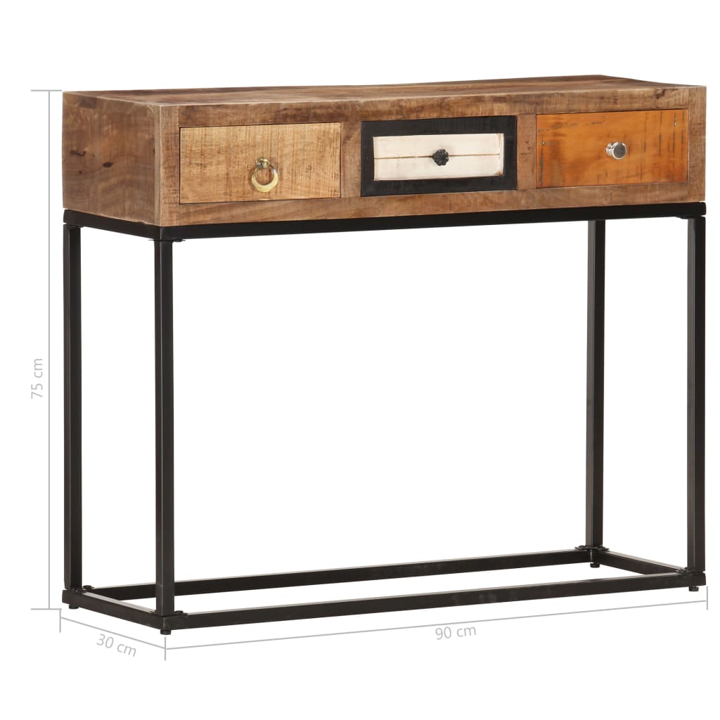 Console Table Gold 90x30x75 cm Solid Reclaimed Wood