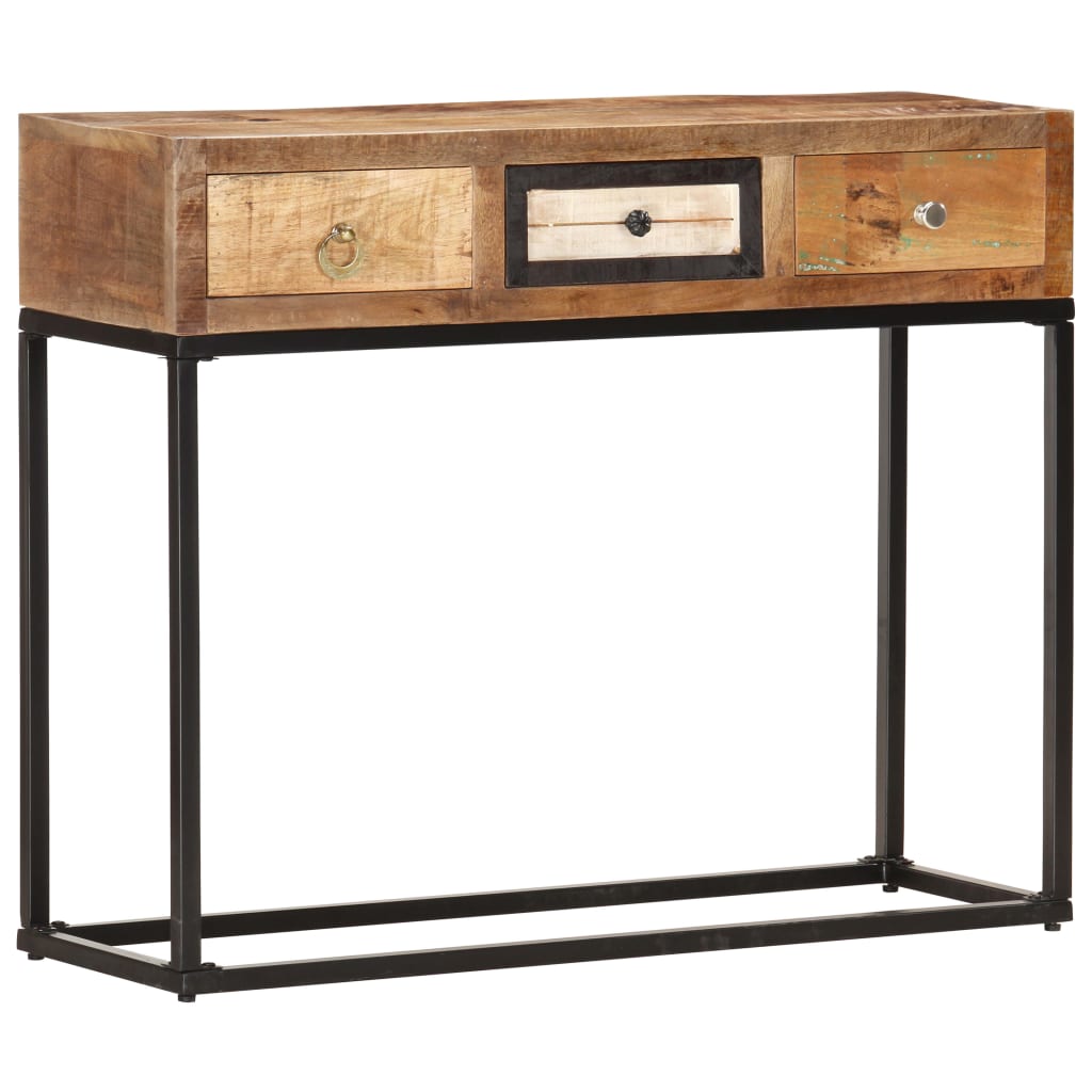 Console Table Gold 90x30x75 cm Solid Reclaimed Wood