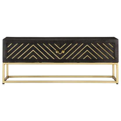 Coffee Table Black and Gold 90x50x35 cm Solid Mango Wood