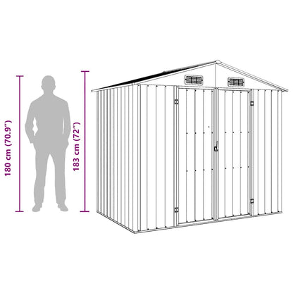 Garden Shed Grey 205x129x183 cm Galvanised Steel