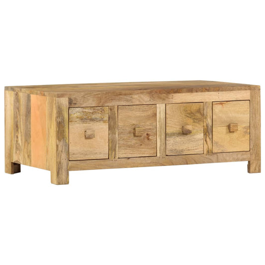 Coffee Table with 4 Drawers 90x50x35 cm Solid Mango Wood