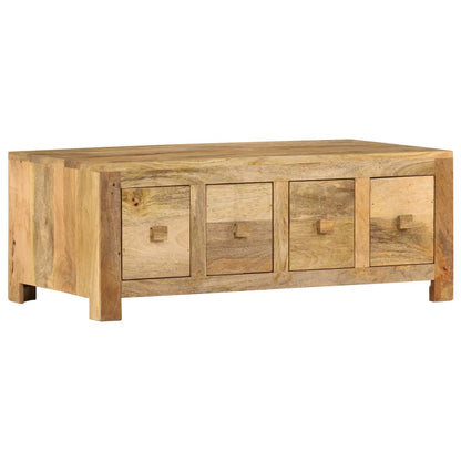 Coffee Table with 4 Drawers 90x50x35 cm Solid Mango Wood