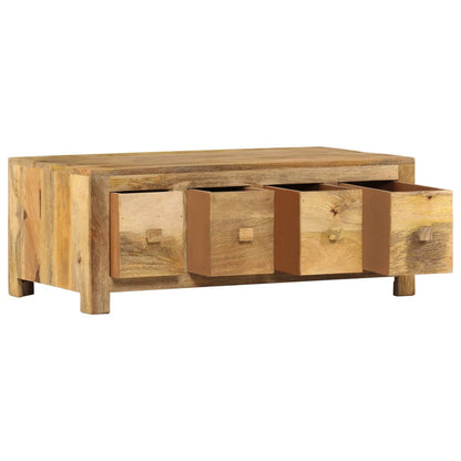 Coffee Table with 4 Drawers 90x50x35 cm Solid Mango Wood