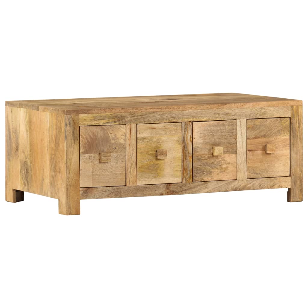 Coffee Table with 4 Drawers 90x50x35 cm Solid Mango Wood