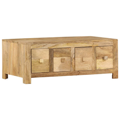 Coffee Table with 4 Drawers 90x50x35 cm Solid Mango Wood