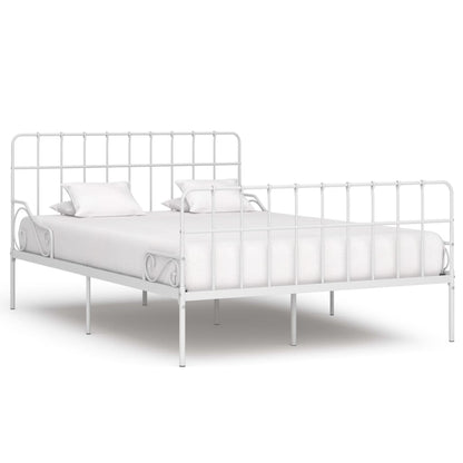 Bed Frame without Mattress with Slatted Base White Metal 120x200 cm