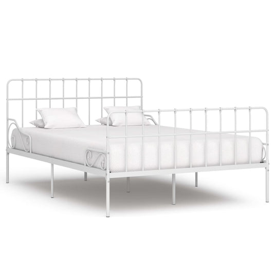 Bed Frame without Mattress with Slatted Base White Metal 120x200 cm