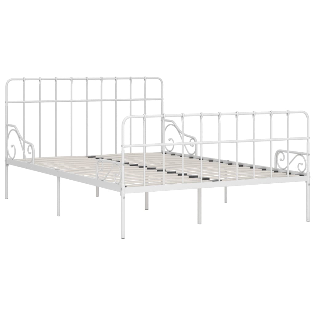 Bed Frame without Mattress with Slatted Base White Metal 120x200 cm