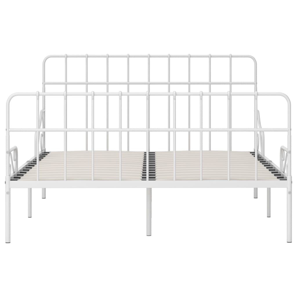 Bed Frame without Mattress with Slatted Base White Metal 120x200 cm
