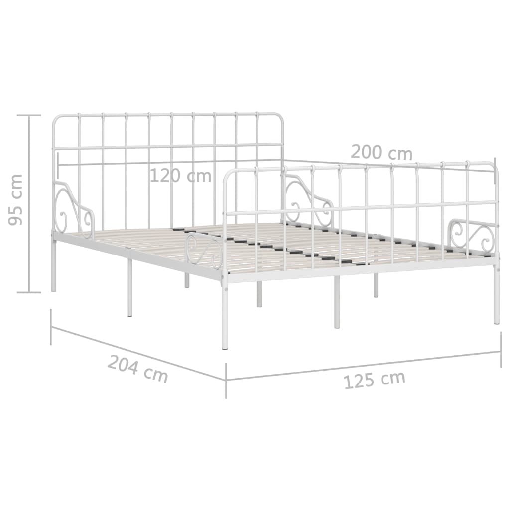 Bed Frame without Mattress with Slatted Base White Metal 120x200 cm
