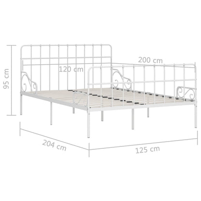 Bed Frame without Mattress with Slatted Base White Metal 120x200 cm