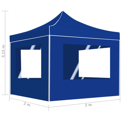 Professional Folding Party Tent with Walls Aluminium 2x2 m Blue